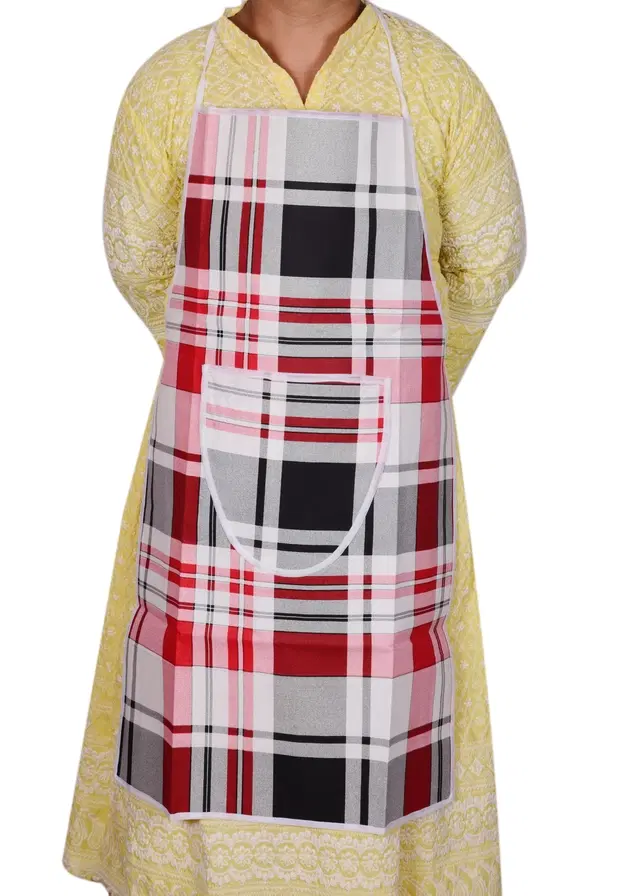 Cotton Checkered Kitchen Aprons, Multicolor
