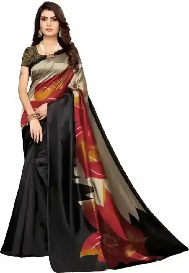 SVB Saree Mysore Silk Kalamkari Saree (Mysore Silk, Black) (193)