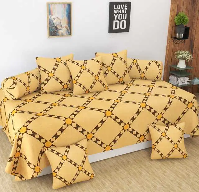 Homefab Microfiber Diwan Set, Peach, 60X88 In, HF-120