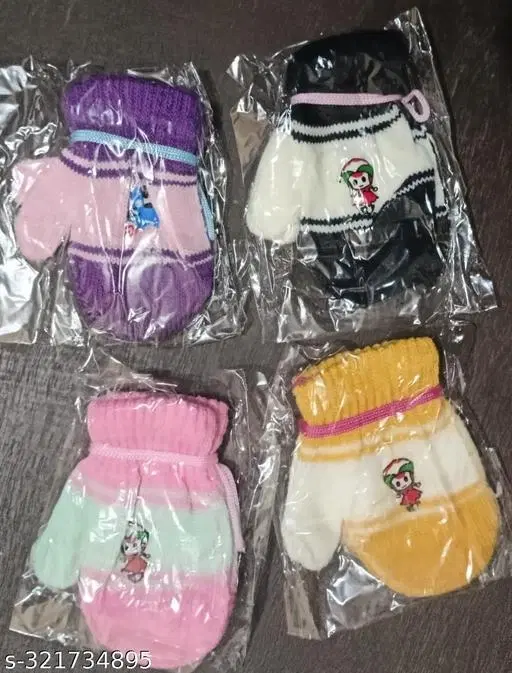 Elastane Gloves for Kids, Set of 4 (Multicolor)