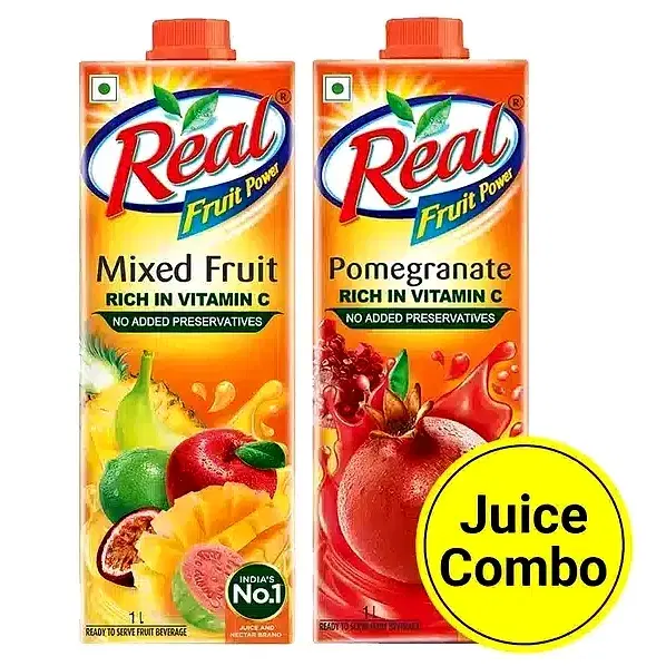 Juice Combo (Real Mix Fruit Juice 1L + Real Pomegranate (Anar) Juice, 1L) 2X1L