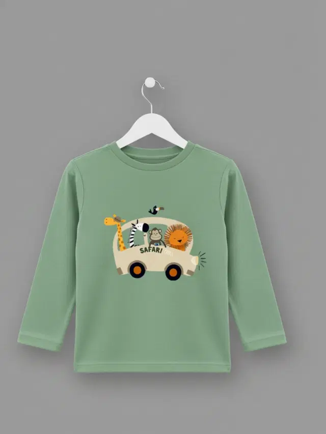 Cotton Printed T-Shirt For Kids, Green, 2-3 Years, Pack Of 1