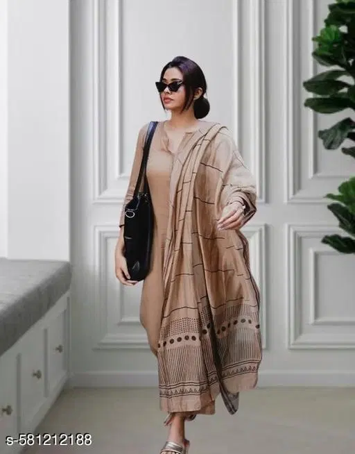 Kurta Set for Women (Brown, XL)