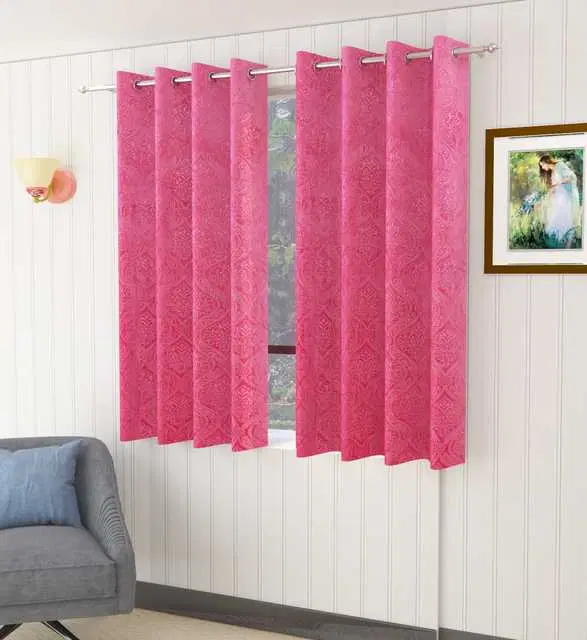 Homefab Velvet Curtains, Pink, 5 Feet, HF-235