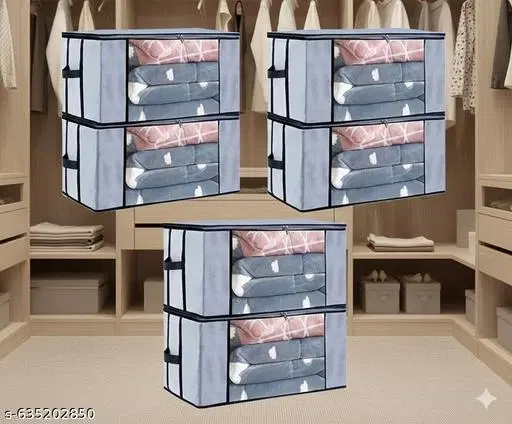 Non-woven Clothes Cover,  (Grey),  (Pack Of 6)