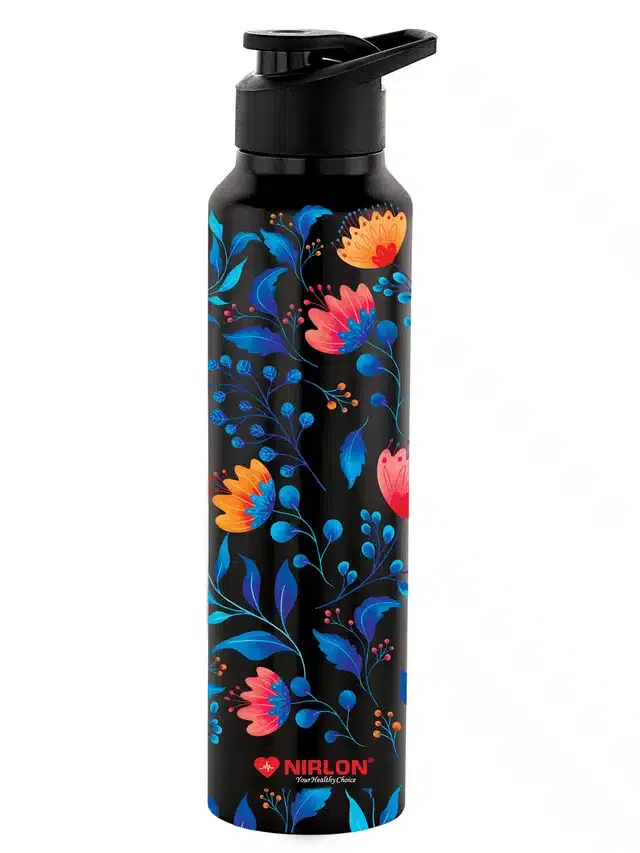 Stainless Steel Insulated Single Wall Water Bottle, Black, 1000 ml