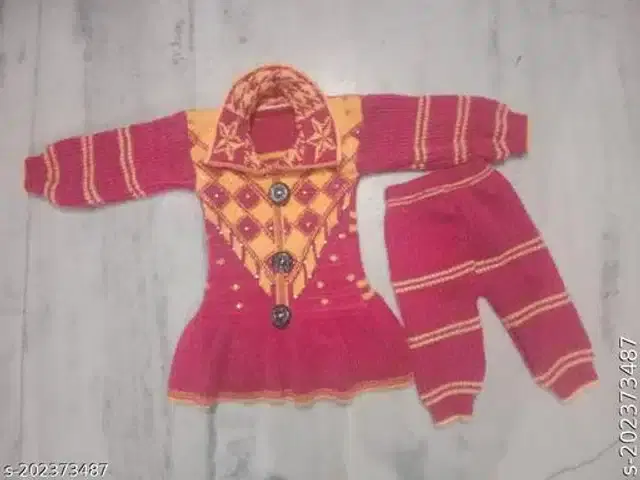 Woolen Sweater & Pant for Girls (Multicolor, 6-9 Months)