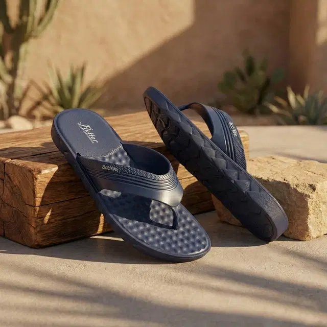 action Flip Flops for Men (Navy, 6)