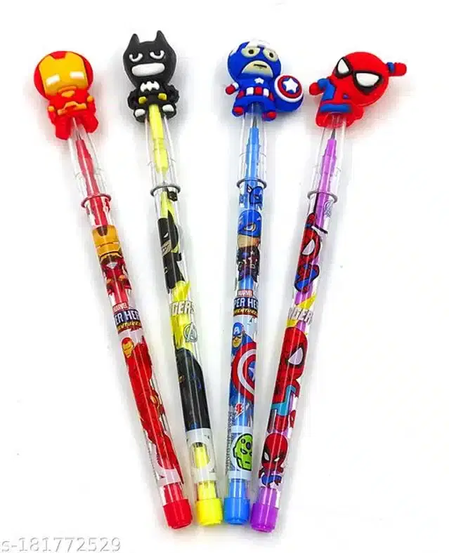 Avengers Design Stack Pencils for Kids, Multicolor, Pack of 4
