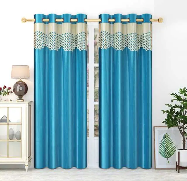 Homefab Polyester Curtains, Sky Blue, 7 Feet, HF-239