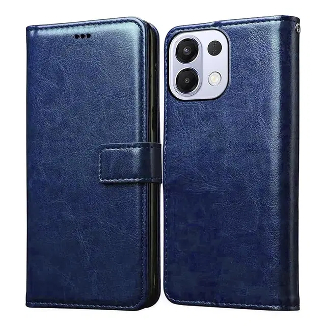 Artificial Leather Flip Cover For Oppo K13 5G, Blue