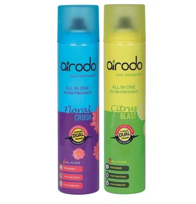 Airodo Room Freshener Spray- Citrus Blast & Floral Crush (2X250 ml)