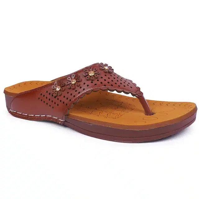 Sandals for Women (Brown & Tan, 4)