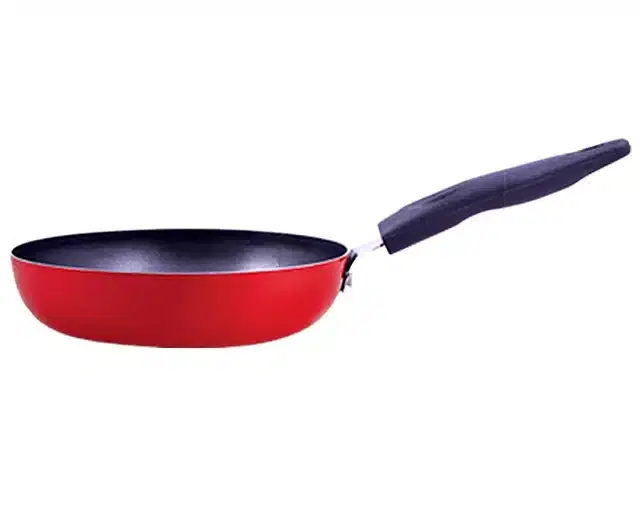 NIRLON Aluminium Tadka Pan, Red & Black, 13 cm