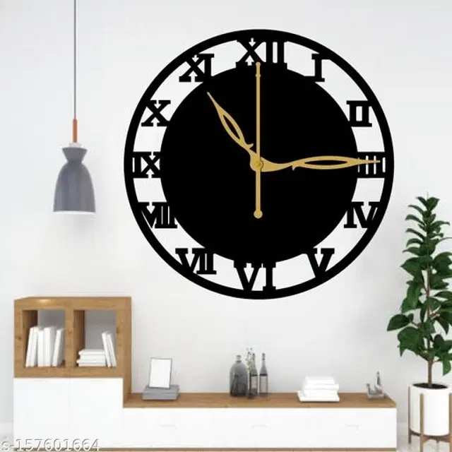 Wooden Wall Clock for Home, Black