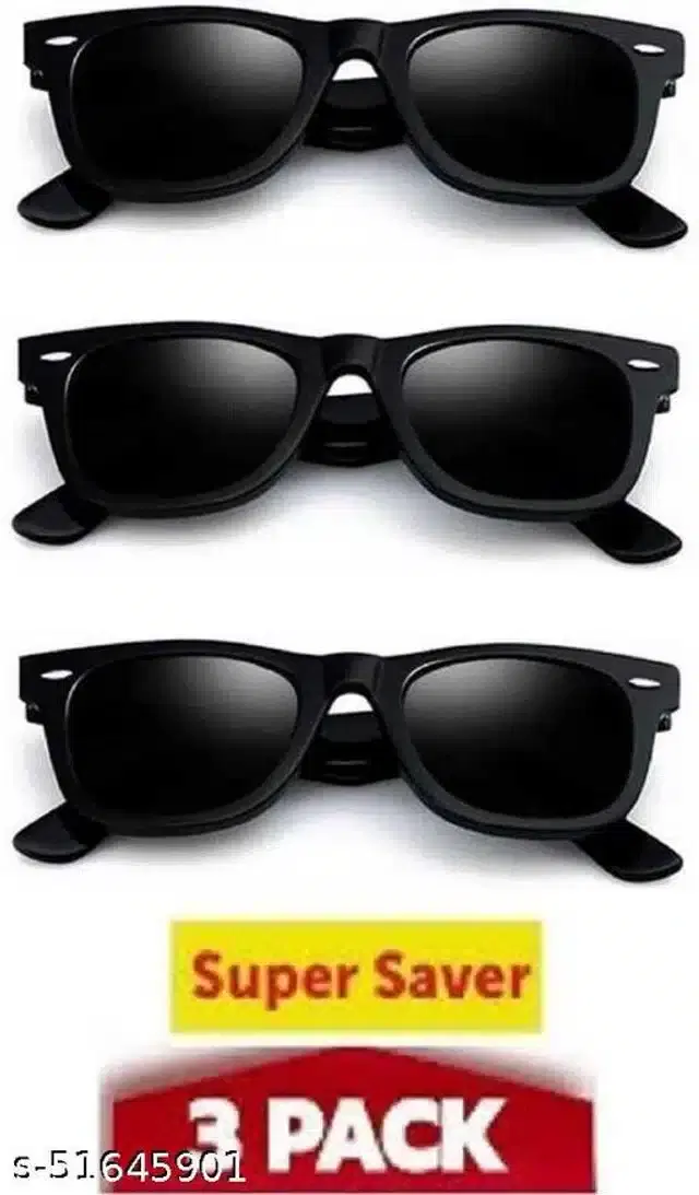 Sunglasses for Men, Pack of 3 (Black)