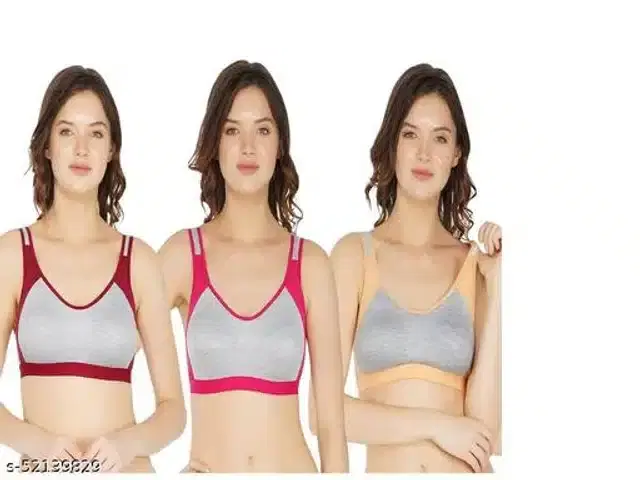 Hosiery Non Padded Bra for Women, Pack of 3 (Multicolor, XXL)