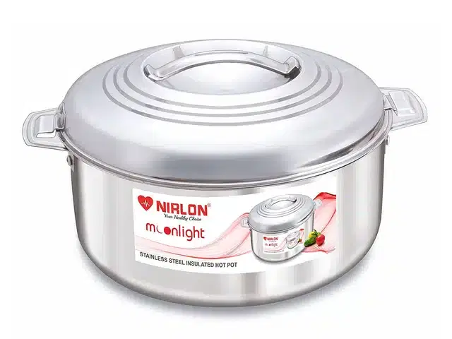 Stainless Steel Insulated Casserole with Steel Lid, Silver, 3 L