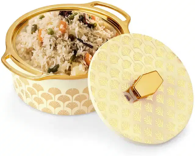 Casserole with Lid, Gold & Off White, 1000 ml