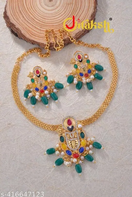 Gold Necklace and Earrings for Women, Pack of 3 (Free Size)