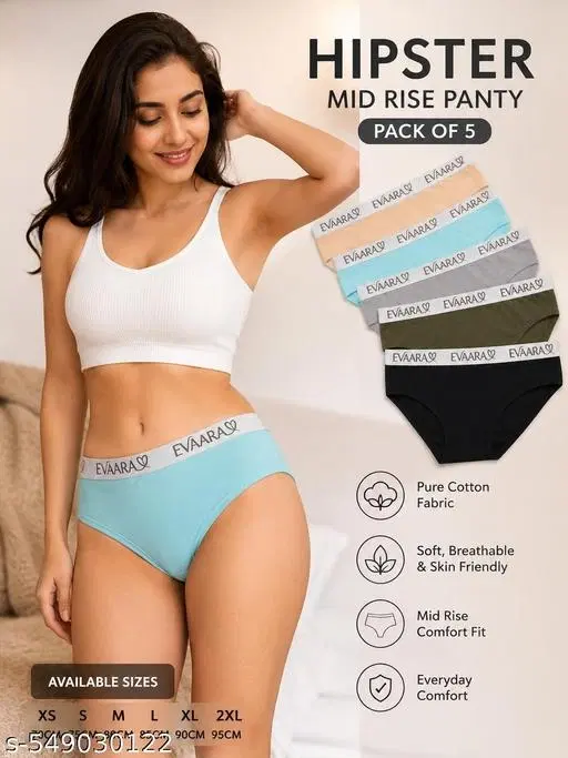 Evaara Hipster Briefs for Women, Pack of 5 (Green, 28)