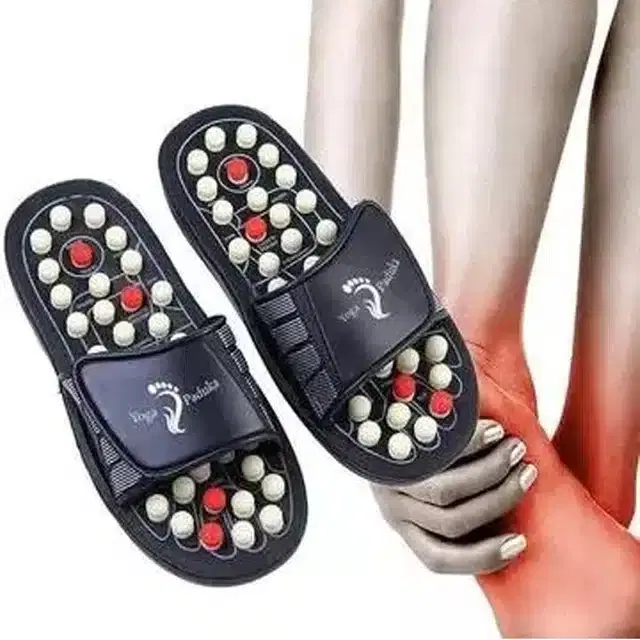 Rubber Acupressure Slipper for Women, Black, 9