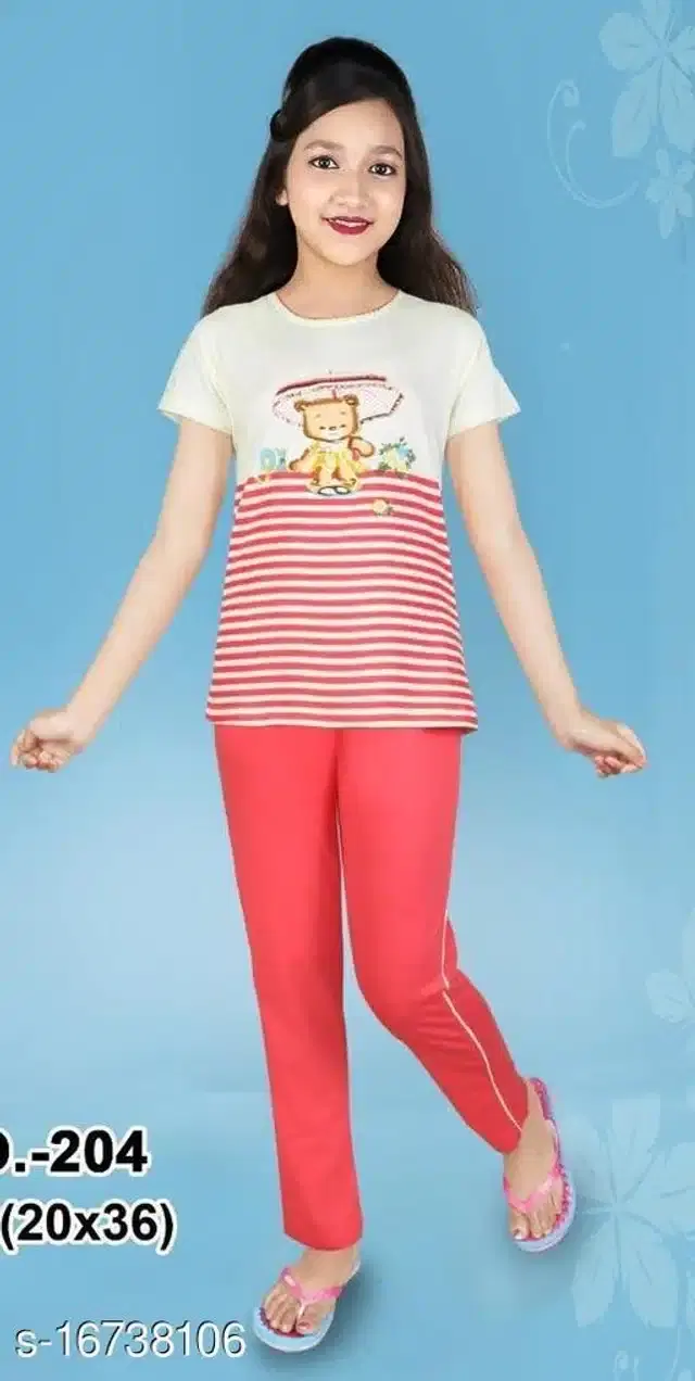 Nightsuit for Girls (Multicolor, 2-3 Years)