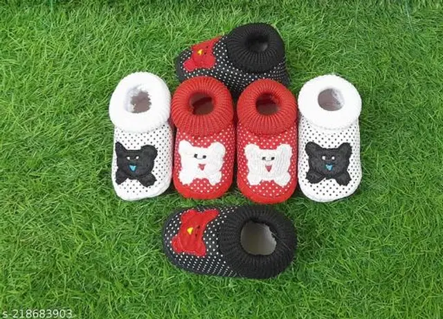 Booties for Infants, Pack of 3 (Multicolor, 3-6 Months)