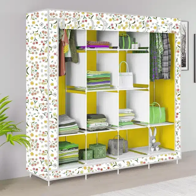 Carbon Steel 3 Door 12 Shelf Printed, Yellow
