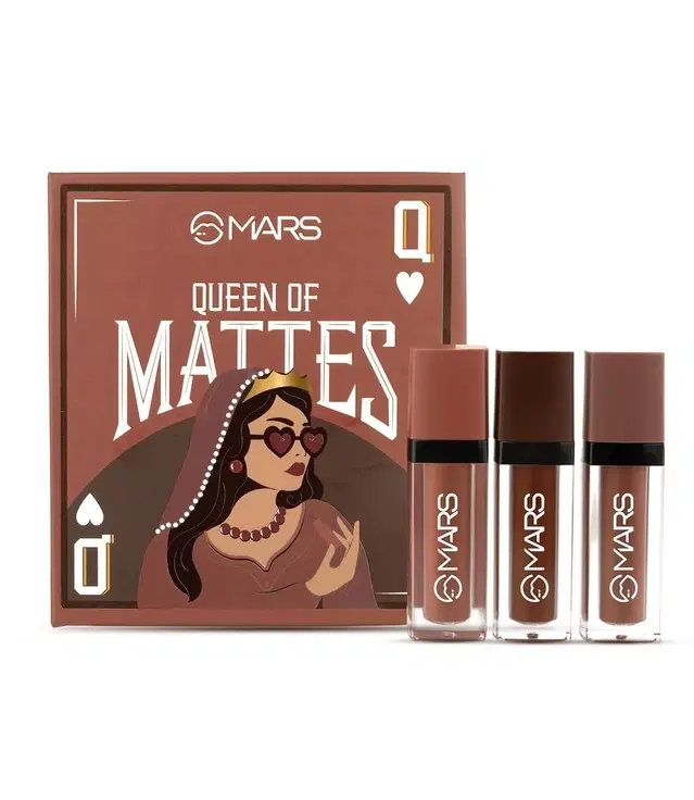 Mars Queen Of Mattes Liquid Lipsticks Box Set Of 3 (13.5 ml, Browns)