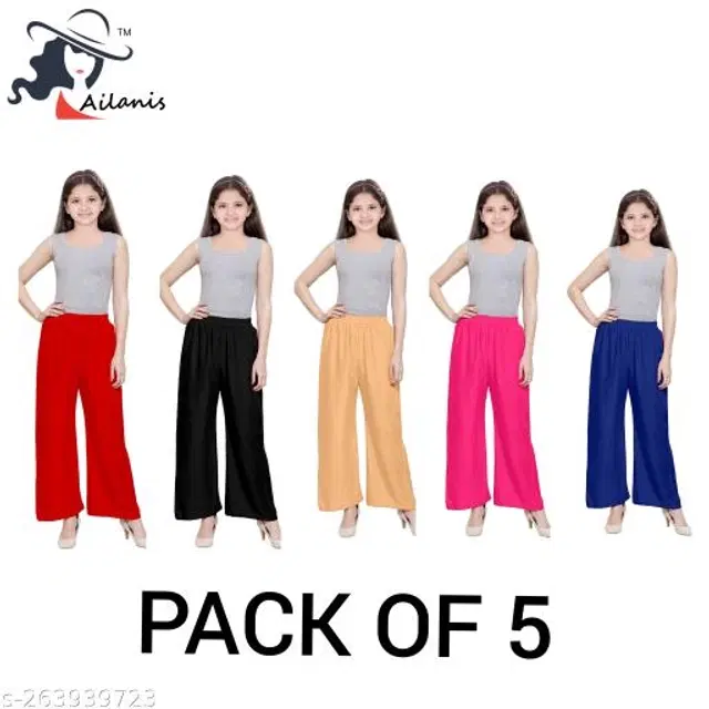 Poly Blend Pyjamas for Girls, Pack of 5 (Multicolor, 2-3 Years)