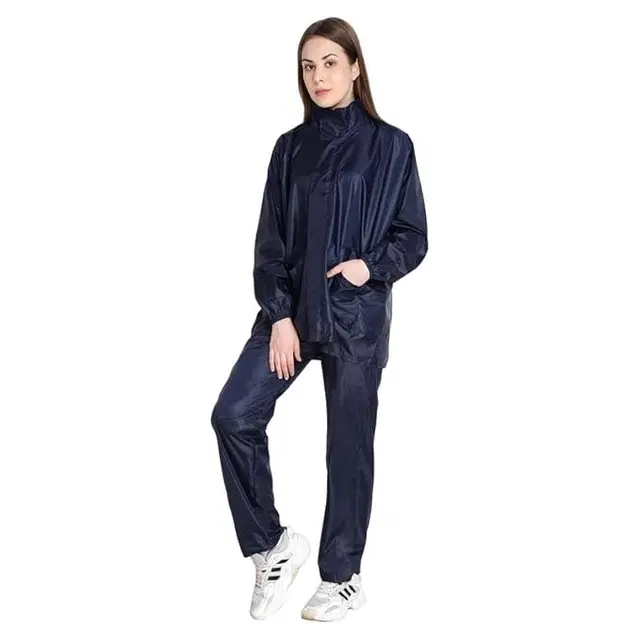 Polyester Rain Suit for Men & Women (Navy Blue, M) (Set of 1)