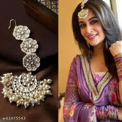 Pearl Tikka for Women (White, Free Size)