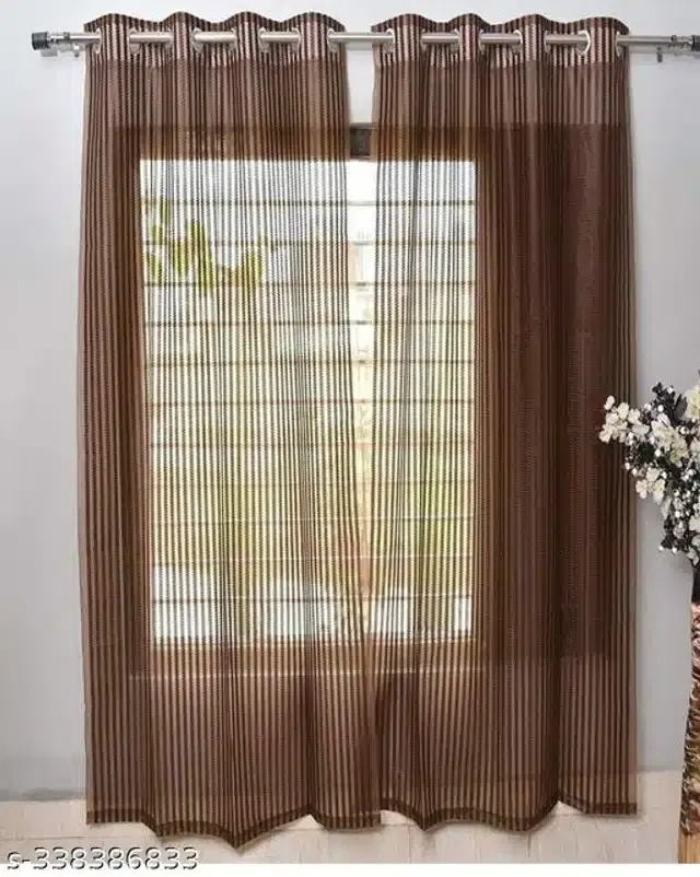 Polyester Curtain for Door, Brown, 5 Feet