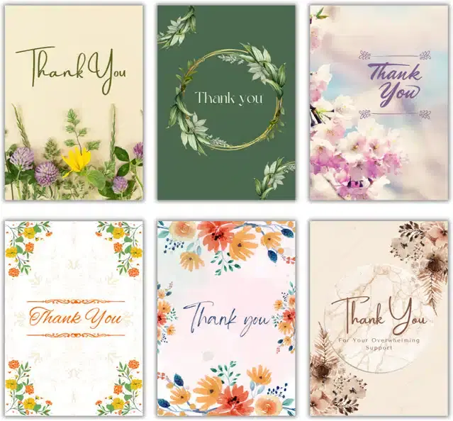 Thank You Printed Cards, Multicolor, Pack of 6