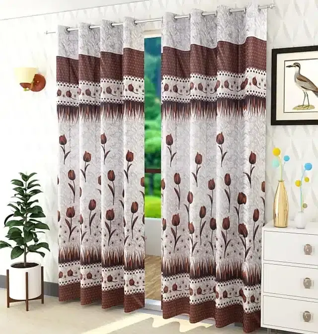 Panel Door & Window Curtains, Pack of 2, Brown, 9 feet