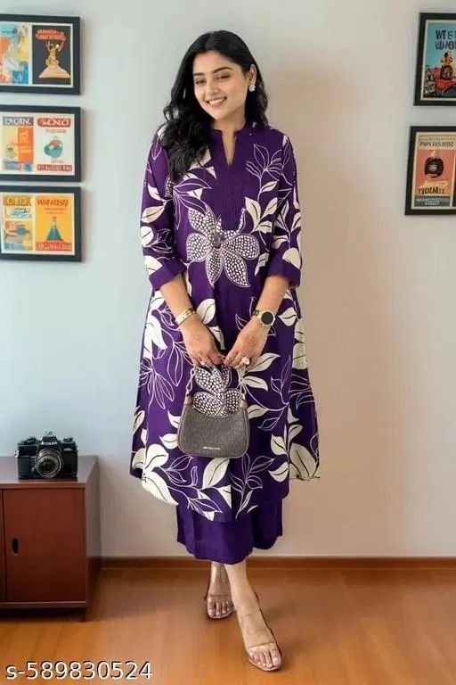 Kurta Set for Women (Purple, XXL)
