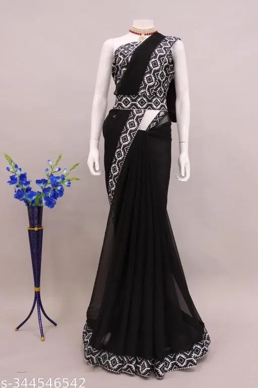 Simple Saree for Women (Black)
