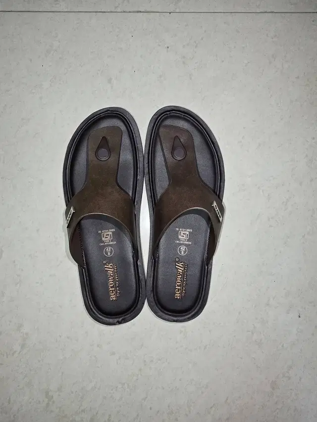 aerowalk Casual Flip Flops for Men (Brown, 6)