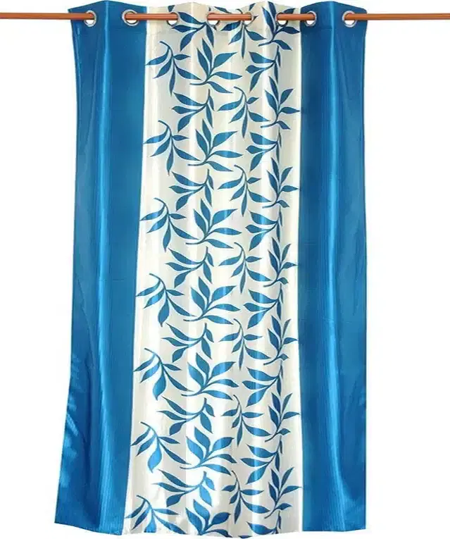 Polyester Printed Door & Window Curtains, Aqua Blue, 5 feet