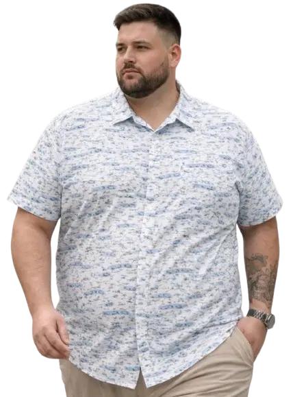 Cotton Blend Printed Shirt for Men, Off White (3XL)