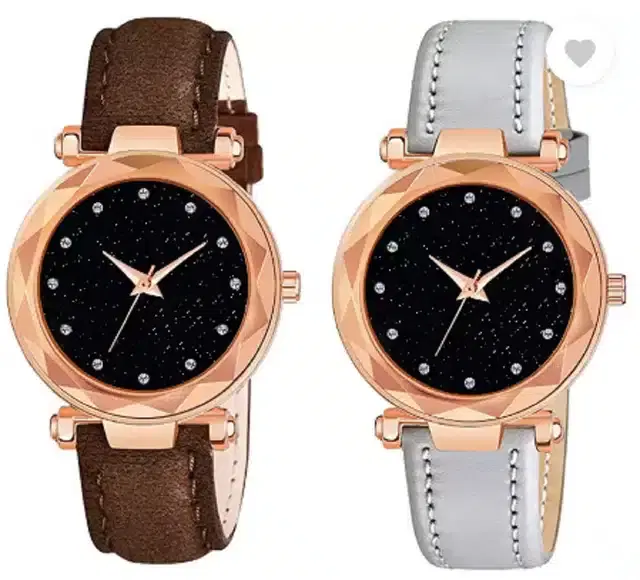 Analog Watch for Women, Pack of 2 (Multicolor)