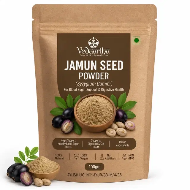 Vedaartha Jamun Seed Powder For Diabetes, 100 g, Jar Pack