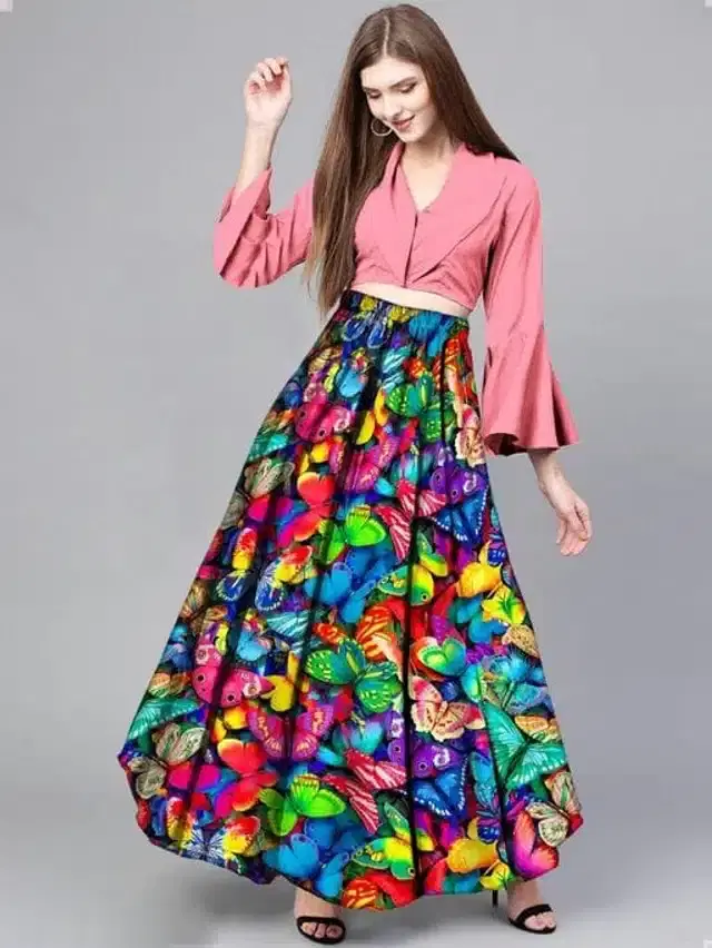 Digital Printed Unstitched Lehenga Choli for Women (Multicolor)