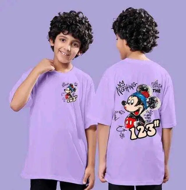 Cotton Blend Printed T-shirt for Boys, Purple (10-11 Years)