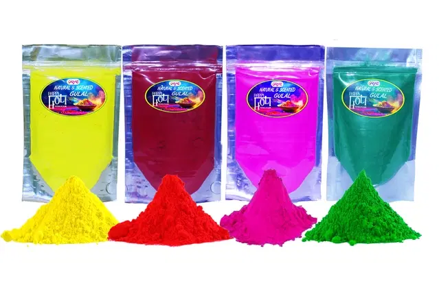 Natural and Scented Gulal, Multicolor, Set of 4