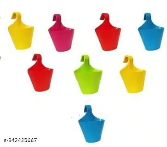 Plastic Hanging Planters, Multicolor, Pack of 8