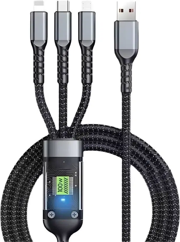 3in1 Cable 6 A 1 m Charging Cable with LED Display, Multioclor