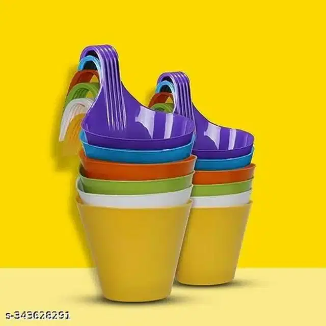 Plastic Hanging Planters, Multicolor, Pack of 12