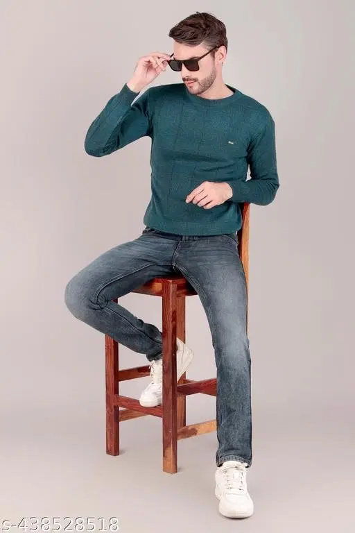 Full Sleeves Sweater for Men (Bottle Green, Free Size)
